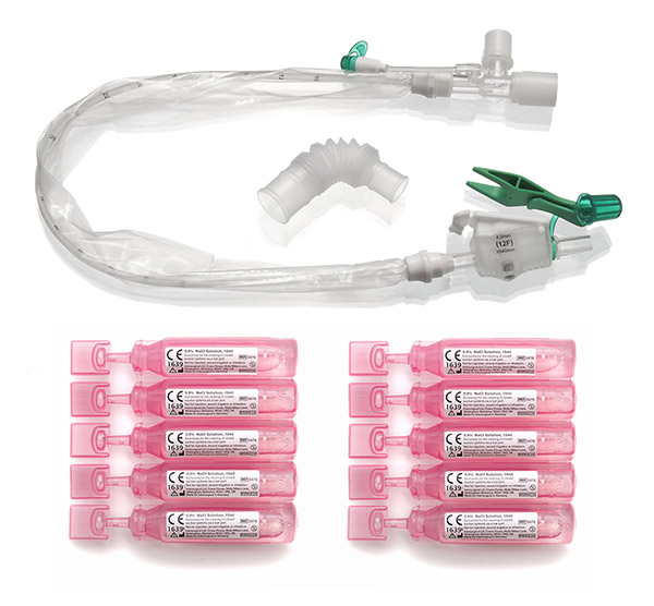 TrachSeal™ adult endotracheal closed suction system with saline ampules, 24 hour, size 12Fr
