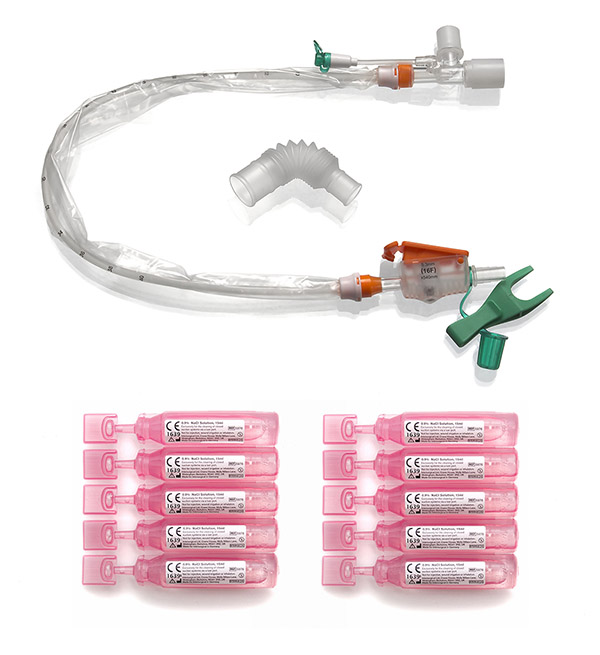 TrachSeal™ adult endotracheal closed suction system with saline ampules, 24 hour, size 16Fr
