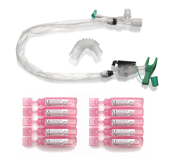 TrachSeal™ adult endotracheal closed suction system with saline ampules, 24 hour, size 10Fr