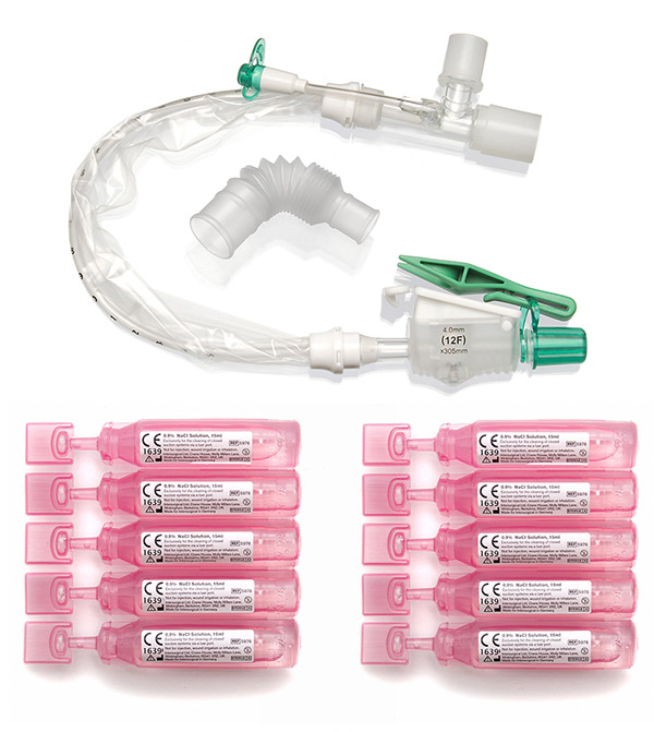 TrachSeal™ adult tracheostomy closed suction system with saline ampules, 24 hour, size 12Fr
