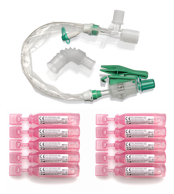 TrachSeal™ adult tracheostomy closed suction system with saline ampules, 24 hour, size 14Fr