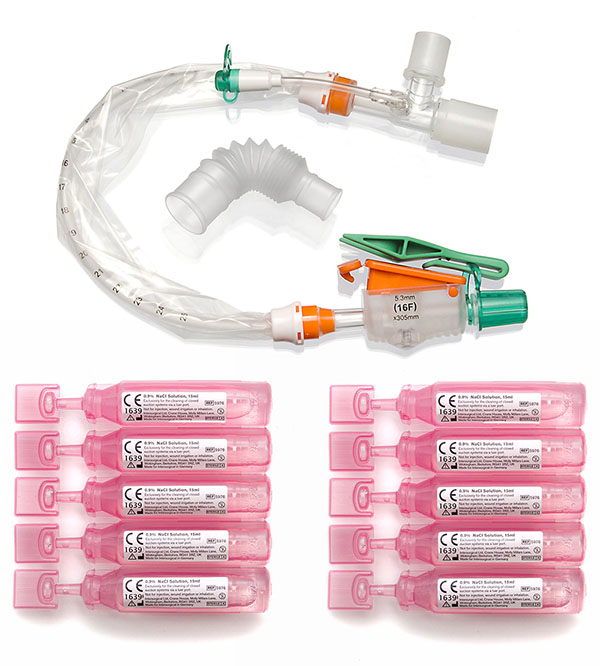 TrachSeal™ adult tracheostomy closed suction system with saline ampules, 24 hour, size 16Fr