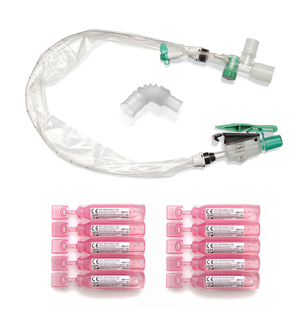 TrachSeal™ adult endotracheal closed suction system with saline ampules, 72hour, size 10Fr