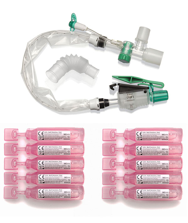 TrachSeal™ adult tracheostomy closed suction system with saline ampules, 72hour, size 10Fr