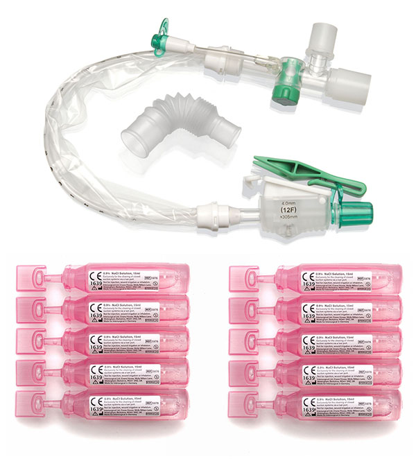 TrachSeal™ adult tracheostomy closed suction system with saline ampules, 72 hour, size 12Fr