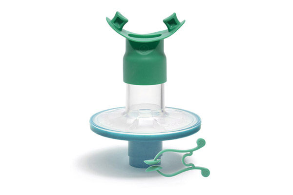 Pulmo-Protect™ lung function filter with flexible mouthpiece and nose clip, blue
