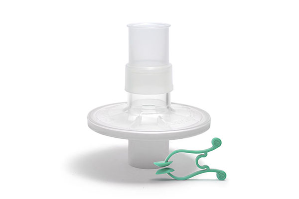 Pulmo-Protect™ lung function filter with mouthpiece and nose clip, white