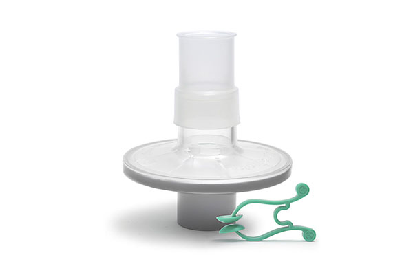 Pulmo-Protect™ lung function filter with mouthpiece and nose clip, grey