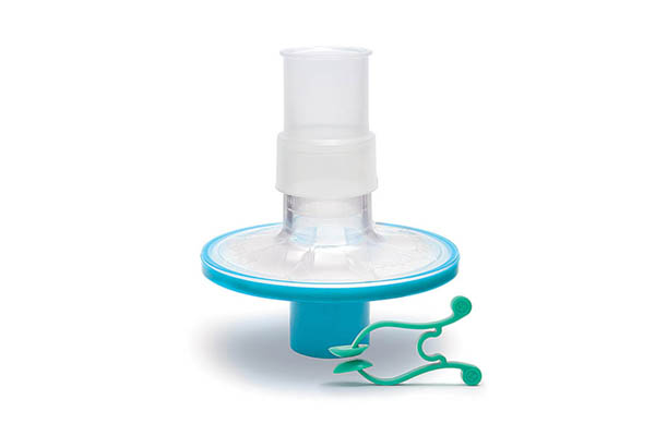 Pulmo-Protect™ lung function filter with mouthpiece and nose clip, blue