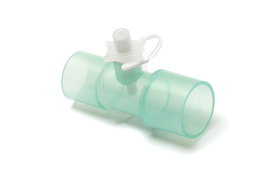 Straight connector 22mm OD - MDI port away from patient - 22mm ID