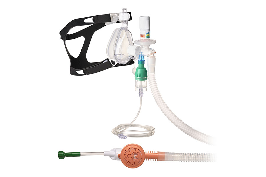 O2-MAX™ Fixed System with expandable tube, 3-SET™ adjustable PEEP valve, nebulizer and BiTrac ED Mask, large adult
