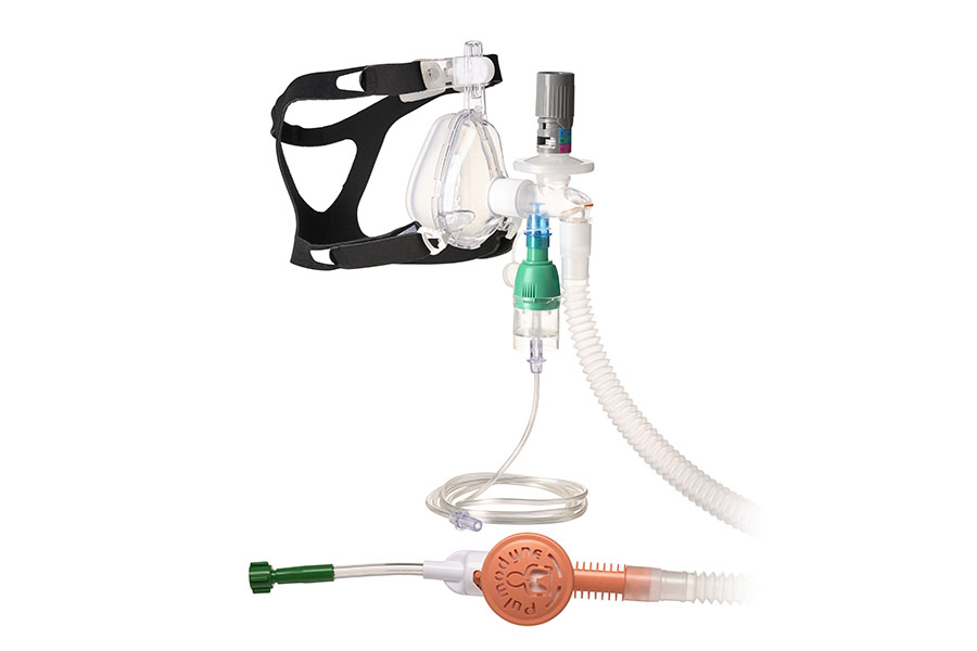 O2-MAX™ Fixed System with expandable tube, 5-SET™ adjustable PEEP valve, nebulizer and BiTrac ED Mask, medium adult