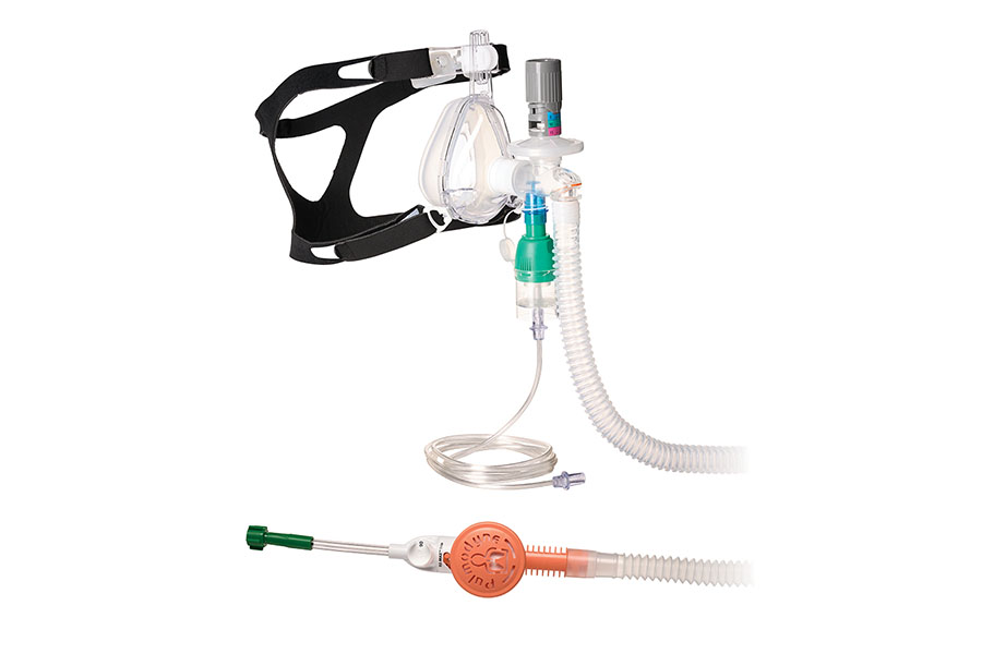 O2-MAX™ Trio System with expandable tube, 5-SET™ adjustable PEEP valve, nebulizer and BiTrac ED Mask, medium adult