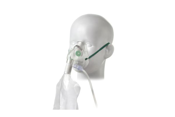 Pediatric, high concentration oxygen mask with tube, 2.1m