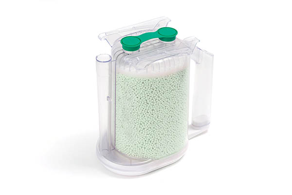 IS Can™, LoFloSorb™ disposable CO₂ absorber, green to violet color change. For use with GE® anesthetic machines: Aisys®, Aespire®, Avance® and ADU®